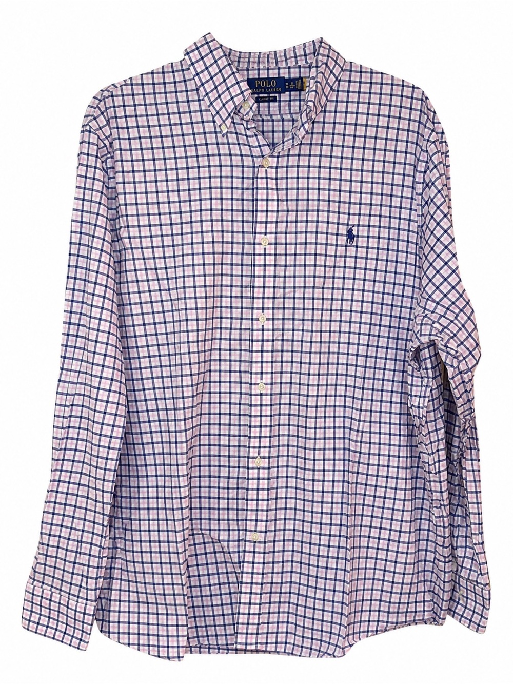 Polo Ralph Lauren Classic Fit Pink Blue Plaid Button Shirt XL